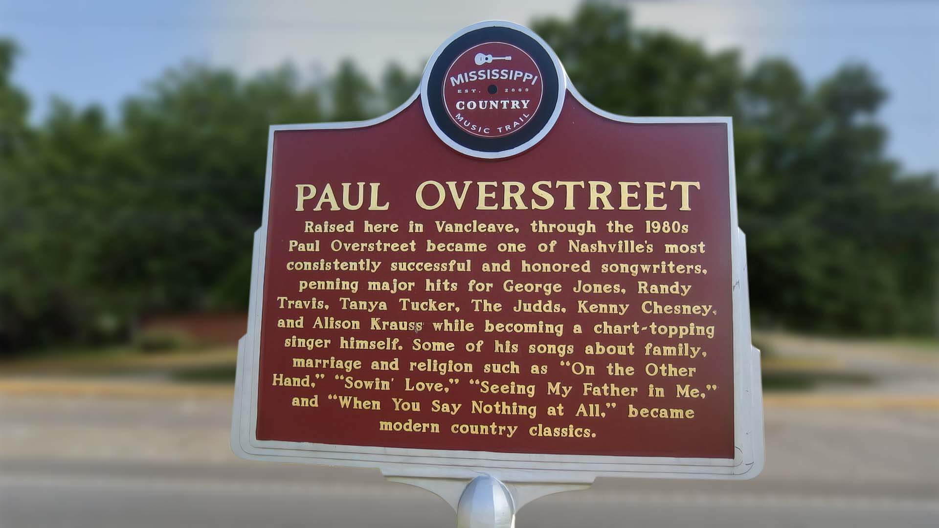 Paul Overstreet Country Music Trail Marker